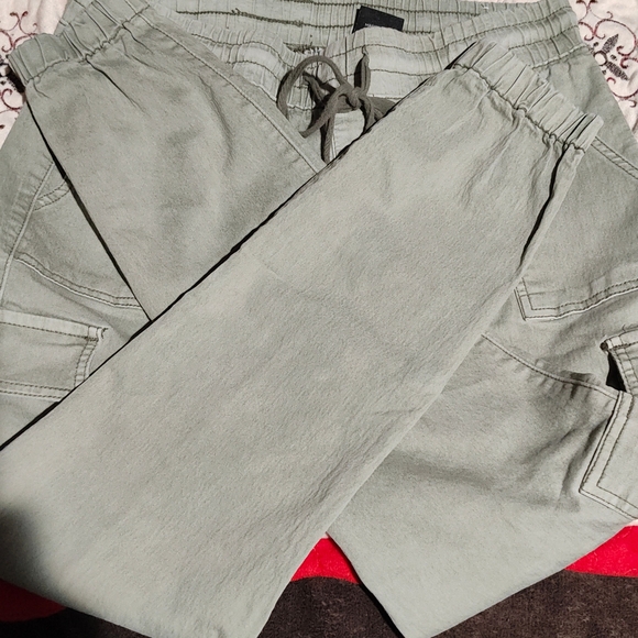 Light Sage Cargo Pants with Drawstring - Picture 2 of 6